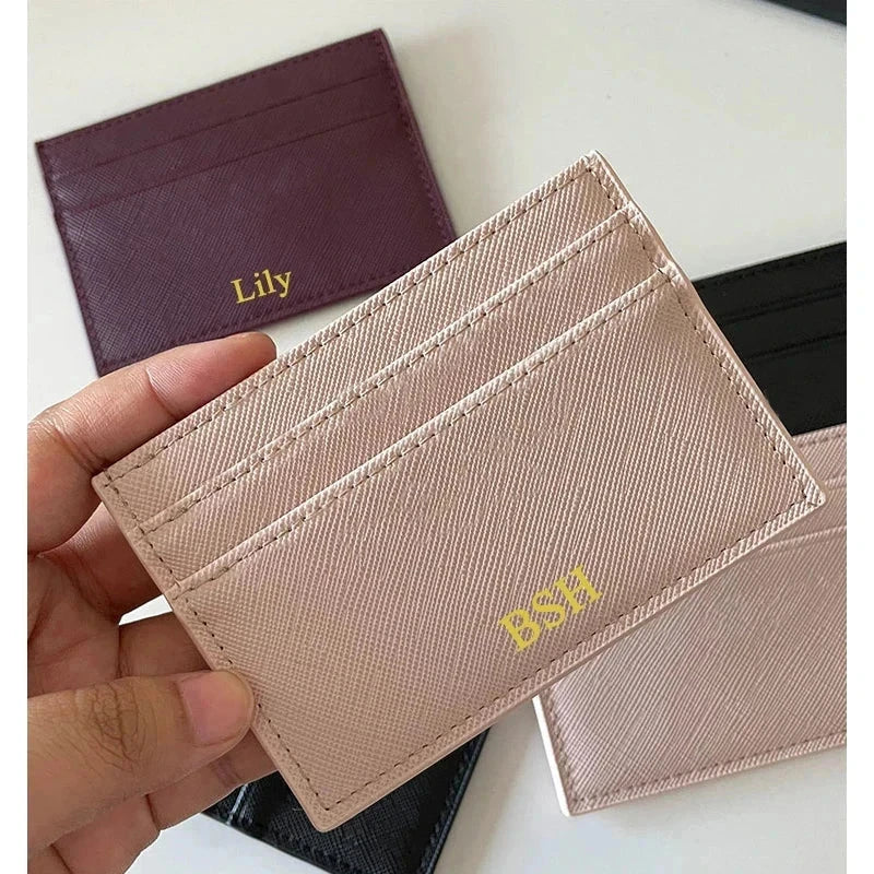 Personalize Initials Slim Card Wallet